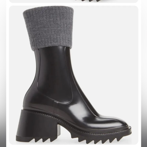 CHLOE Betty Rib Cuff Waterproof Rain Boots - Picture 2 of 9